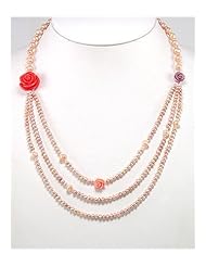 Rose Fresh Water Pearls Necklace In Zinc