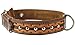 Genuine Leather Braided Studded Dog Collar, Brown 1.6