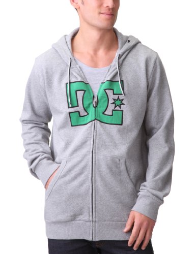 DC Shoes Herren Hoodie Kowealski Premium Fleece Full Zip, heather grey/kelly green, L, D051860059