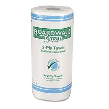 Boardwalk 21 Green Seal Kitchen Paper Towel Roll, 2-Ply, 9" Width x 11" Length, White, 90 Sheets per Roll (Pack of 30)