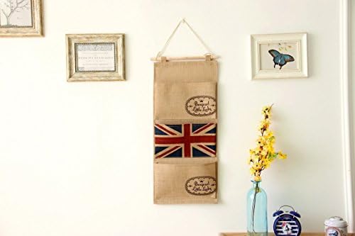 SiYang Linen Cotton Fabric Wall Door Cloth Hanging Storage Bag Case 13 Pocket Home Organizer (British Flag,25.7*11.8In)