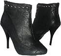 Shoehorne Women's Black Crinkle pu leather Silver studded trim ankle Boots Avail in Sizes 3-8 UK