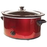 Chef Pepin CH48375 6-Quart Oval-Shaped Slow Cooker, Metallic Red