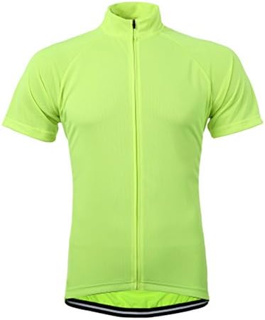 Fabilion Men's Bicycle Cycling Short Sleeves Solid Color Jersey Yellow XL