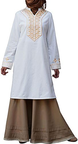 SHUKR Islamic Clothing Women's Ajradah Tunic Small Milk