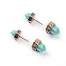 Ginasy Women's Ear Accessory Turquoise Bullet Carve Alloy Stud Earrings (Gold)