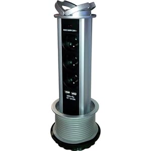 Bloc escamotable 3 prises 16a + 2 usb: Cuisine & Maison