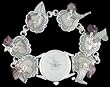 Sterling Silver Heart and Fluorite Charm Link Watch, #1686