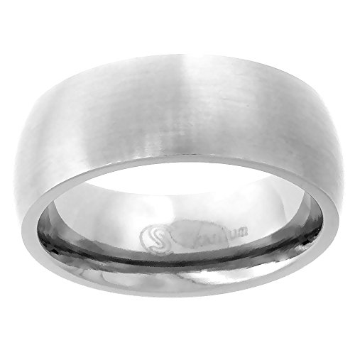 Titanium Plain Wedding Band / Thumb Ring 8mm Domed Comfort-Fit Matte Finish, sizes 8 - 15