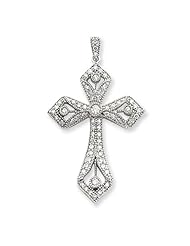 14k White Gold Diamond Cross Pendant