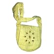 EXP Handcrafted Hemp Handbag With Bead & Shell Floral Design, Beige