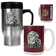 Oakland Raiders NFL Travel Mug & Gameball Ceramic Mug Set - Helmet logo