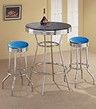 2 Blue Glitter Barstools and Black Table Set