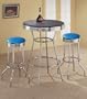 2 Blue Glitter Barstools and Black Table Set