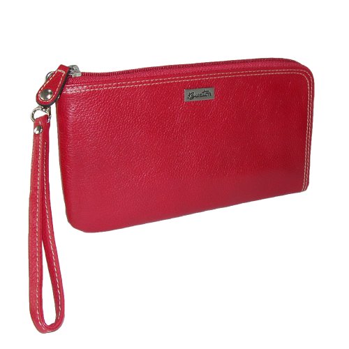 Buxton Womens Leather RFID L-Zip Around Wallet with Removable Wrist Strap