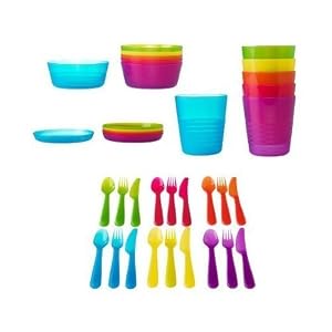 Ikea Kalas BPA-free 36-piece dinnerware set, assorted colors