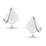 Sterling Silver 2 3/5 CT TGW Square Created White Sapphire Ear Pin Stud Earrings