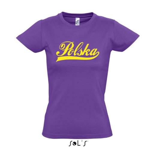 Damen T-Shirt – Polen Oldschool Polska LÄNDERSHIRT EM / WM FAN Trikot S-XXL , Light purple – gelb , XXL