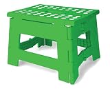 Kikkerland Rhino Easy Fold Step Stool, Short, Green