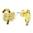Gold Plated Brass with Multi-Color Swarovski Crystal Earrings, Weight: 5.40gm - Candyc Cane Gold Plated Brass with Multi-Color Swarovski Crystal Earrings, Weight: 5.40gm - Candyc Cane