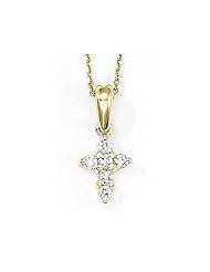 14K Yellow Gold Diamond Cross Pendant with 18" Chain