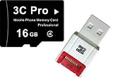 3C Pro 16GB 16G microSD microSDHC Transflash TF Memory Card Class 4 with R10 Memory Card Reader White - Bulk