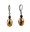 Earrings - E256 - Polka Dot Plated Glass and Swarovski (tm) Crystal - Oval ~ Black