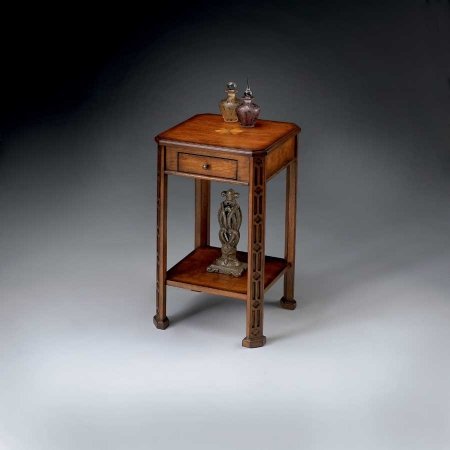 Olive Ash Burl Carved Accent Table