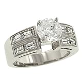 Baguette Diamond Engagement Ring .81cttw (CZ ctr)