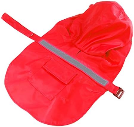 Juway Adjustable Dog Raincoat With Reflective Stripe(Red,XL)