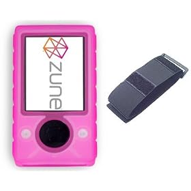Pink Silicone/Silicon Skin Case with Armband for Microsoft Zune 30GB Mp3 Music Player