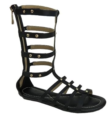 Amazon: Womens Caged Studded Flat Gladiator Sandals Black 6: Shoes Amazon: Womens Caged Studded Flat Gladiator Sandals Black 6: Shoes