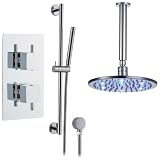 Rhine thermostatic shower with 8 round LED head and hand held