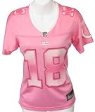 Women`s Indianapolis Colts #18 Peyton Manning Pink Caddy/White Fashion Replica Jersey
