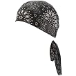 Cotton Paisley Fitted Bandana Durag Headwrap Scarf Navy