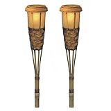 Malibu Island Torch Flickering Solar Light with Remote Panel 2-pk. - Tan