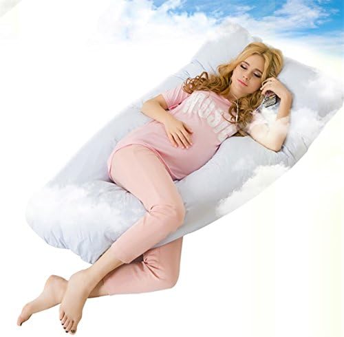 CnHonorable Comfortable Total Body Pillow for Pregnant Women Best for Side Sleepers Removable Cover 27.56x51inch (Sky blue)