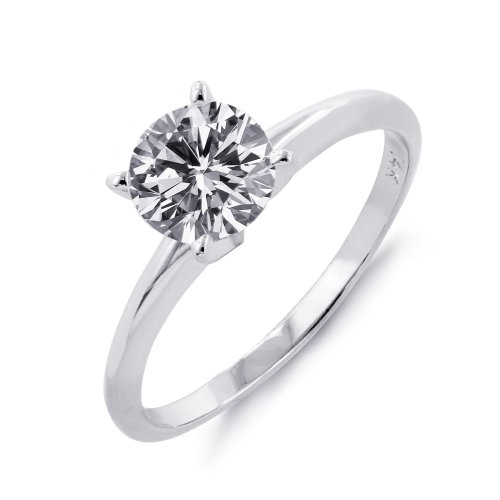 10k White or Yellow Gold Round 4-Prong Solitaire Diamond Ring (1/4 ct, J-K Color, I2-I3 Clarity)
