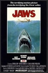 Jaws Poster Dry Mounted Wood Framed, 24x36..