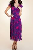 Per Una Floral Cap Sleeve Chiffon Dress [T62-5194G-S]