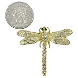 Goldtone Rhinestone Dragonfly Brooch Pin