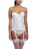 Carnival Womens Full Figure Satin Torselette Bra, White, 40DD