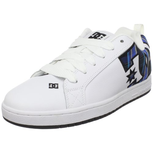 DC Men's Court Graffik SE Skate Shoe,Black/Blue Plaid,5 M US