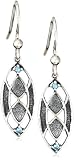 Sterling Silver Oliver-Shaped Celtic Blue Topaz Earrings