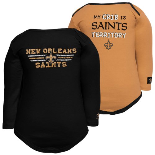 Gerber New Orleans Saints Infant Black-Gold Territory 2-Pack Long Sleeve Creeper Set (6-12 Months)