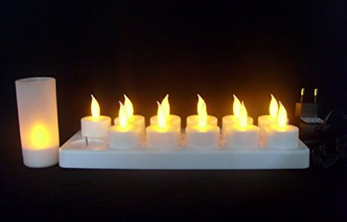 Cosi FashionTM 12 LED Night Rechargeable Flameless Tea Light Candle with Diffused Votives - White Base