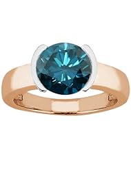 1.35 Ct Round Blue SI1/SI2 Diamond 14K Rose Gold Ring