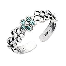Treasure Box - Silver and Blue Diamante Toe Ring