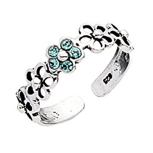 Treasure Box - Silver and Blue Diamante Toe Ring