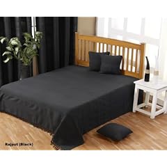 Homescapes TAGESDECKE "Rajput" (360 x 260cm) in RIPP-OPTIK, 100% PURE BAUMWOLLE, SOFA�BERWURF, pflegeleicht, waschbar, schwarz